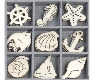 Ξύλινα διακοσμητικά Ωκεανός 45τεμ Ξύλινα διακοσμητικά Ωκεανός 45τεμ