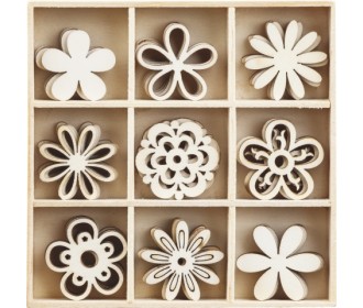 Ξύλινα διακοσμητικά λουλούδια #1 45τεμ Ξύλινα διακοσμητικά λουλούδια #1 45τεμ