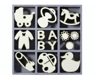 Ξύλινα διακοσμητικά Baby #1 45τεμ Ξύλινα διακοσμητικά Baby #1 45τεμ