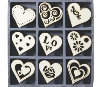 Σετ ξύλινες καρδιές 45τεμ Σετ ξύλινες καρδιές 45τεμ