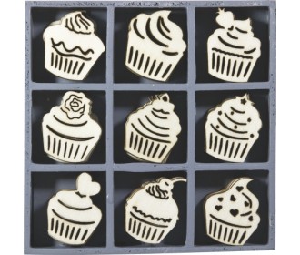 Ξύλινα διακοσμητικά Cupcakes 45τεμ Ξύλινα διακοσμητικά Cupcakes 45τεμ