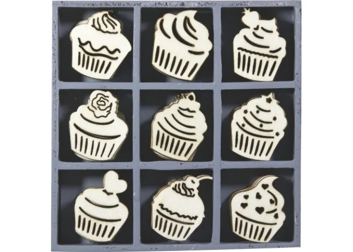Ξύλινα διακοσμητικά Cupcakes 45τεμ