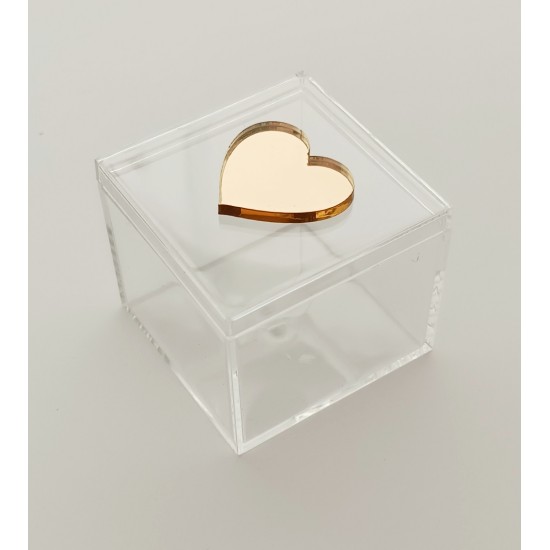 Plexiglass κουτάκι 5,5cm με διακοσμητικό στοιχείο plexiglass καρδιά μεγάλη Plexiglass κουτάκι 5,5cm με διακοσμητικό στοιχείο plexiglass καρδιά μεγάλη