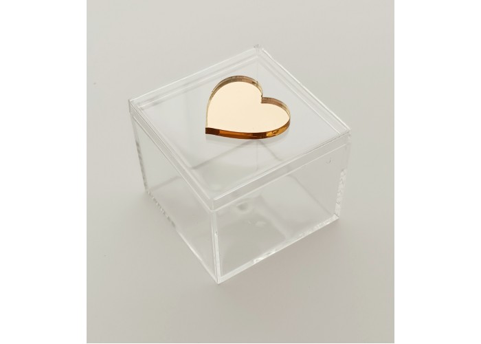 Plexiglass κουτάκι 5,5cm με διακοσμητικό στοιχείο plexiglass καρδιά μεγάλη Plexiglass κουτάκι 5,5cm με διακοσμητικό στοιχείο plexiglass καρδιά μεγάλη