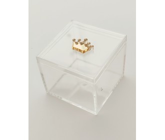 Plexiglass κουτάκι  5,5cm  με διακοσμητικό στοιχείο plexiglass κορώνα  Plexiglass κουτάκι  5,5cm  με διακοσμητικό στοιχείο plexiglass κορώνα