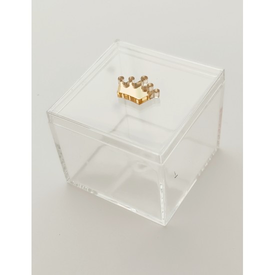 Plexiglass κουτάκι 5,5cm με διακοσμητικό στοιχείο plexiglass κορώνα Plexiglass κουτάκι 5,5cm με διακοσμητικό στοιχείο plexiglass κορώνα