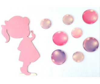 Κορίτσι & Φούσκες εκτύπωση σε ξύλο