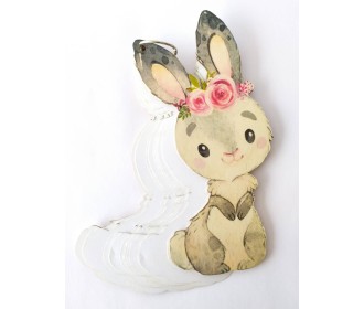 Βιβλίο Ευχών Λαγός Με Έγχρωμη Εκτύπωση Σε Ξύλο 30cm 15φύλλα ( 30 σελίδες) + διακοσμητικό όνομα + Κάνε μια ευχή