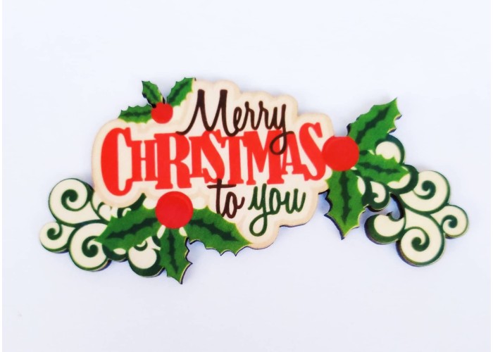 Ξύλινο Έγχρωμο διακοσμητικό στοιχείο Merry Christmas #1 Ξύλινο Έγχρωμο διακοσμητικό στοιχείο Merry Christmas #1