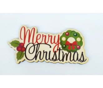 Ξύλινο Έγχρωμο διακοσμητικό στοιχείο Merry Christmas #2 Ξύλινο Έγχρωμο διακοσμητικό στοιχείο Merry Christmas #2