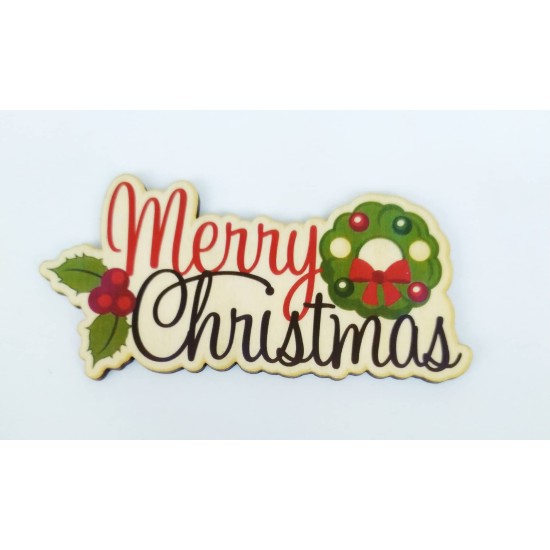 Ξύλινο Έγχρωμο διακοσμητικό στοιχείο Merry Christmas #2 Ξύλινο Έγχρωμο διακοσμητικό στοιχείο Merry Christmas #2