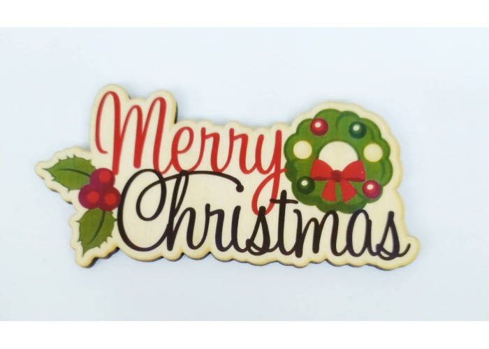 Ξύλινο Έγχρωμο διακοσμητικό στοιχείο Merry Christmas #2 Ξύλινο Έγχρωμο διακοσμητικό στοιχείο Merry Christmas #2