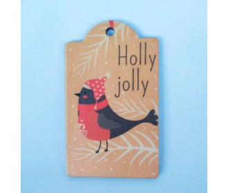 Ξύλινο Έγχρωμο διακοσμητικό στοιχείο Holly Jolly Ξύλινο Έγχρωμο διακοσμητικό στοιχείο Holly Jolly