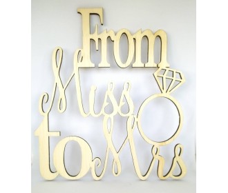 Cake Topper From Miss to Mrs 18 εκ. μήκος