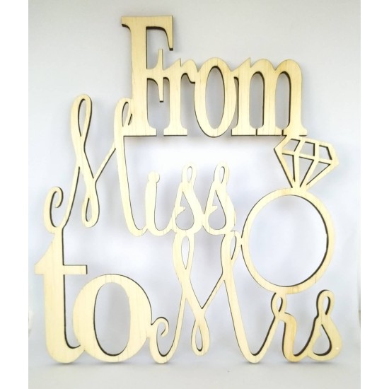 Cake Topper From Miss to Mrs 18 εκ. μήκος Cake Topper From Miss to Mrs 18 εκ. μήκος