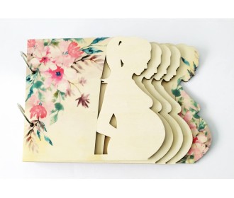 Ξύλινο Λεύκωμα Εγκυμοσύνης Με Έγχρωμη Εκτύπωση 30cm 15φύλλα ( 30 σελίδες) + διακοσμητικό όνομα + Κάνε μια ευχή