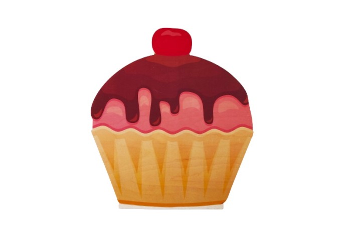 Cupcake #4 εκτύπωση σε ξύλο
