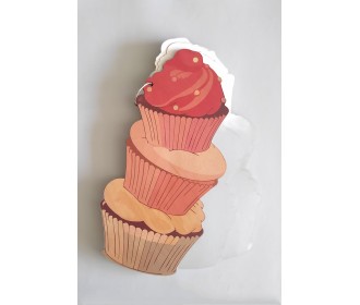 Βιβλίο Ευχών Cupcakes Με Έγχρωμη Εκτύπωση Σε Ξύλο 30cm 15φύλλα ( 30 Σελίδες) + Διακοσμητικό Όνομα + Κάνε Μια Ευχή
