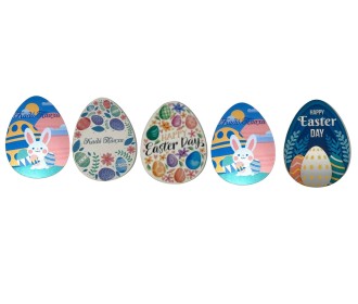 Σετ 5 πασχαλινά αυγά με έγχρωμη εκτύπωση σε ξύλο 8εκ Σετ 5 πασχαλινά αυγά με έγχρωμη εκτύπωση σε ξύλο 8εκ