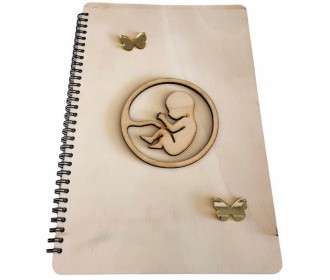 Βιβλίο ευχών με ξύλινα εξώφυλλα 30x20cm 20φύλλα ( 40 σελίδες) ιβουάρ με διακοσμητικά ξύλινα+plexiglass