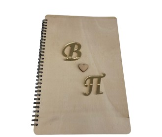 Βιβλίο ευχών με ξύλινα εξώφυλλα 30x20cm 20φύλλα ( 40 σελίδες) ιβουάρ με μονογράμματα plexiglass #2