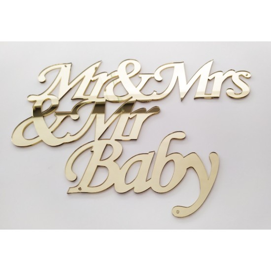 Plexiglass Επιγραφή Mr Mrs Baby Plexiglass Επιγραφή Mr Mrs Baby