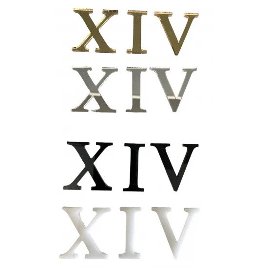 Λατινικοί Αριθμοί Ρολογιού Plexiglass 3cm Λατινικοί Αριθμοί Ρολογιού Plexiglass 3cm