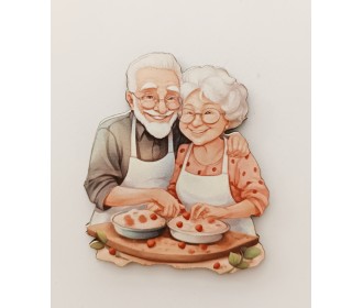 Ξύλινο διακοσμητικό παππούς και γιαγιά #2