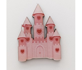 Ξύλινο διακοσμητικό κάστρο ροζ 