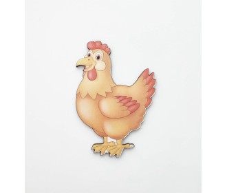 Ξύλινο διακοσμητικό με έγχρωμη εκτύπωση κότα  Ξύλινο διακοσμητικό με έγχρωμη εκτύπωση κότα