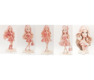Σετ 5 τεμάχια ξύλινα σταντ Barbie 35cm Σετ 5 τεμάχια ξύλινα σταντ Barbie 35cm