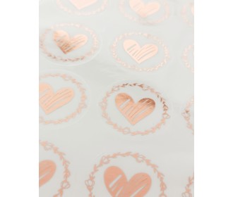 Στρογγυλά αυτοκόλλητα καρδούλα rose gold 20 τεμ  (διάφανο) Στρογγυλά αυτοκόλλητα καρδούλα rose gold 20 τεμ  (διάφανο)