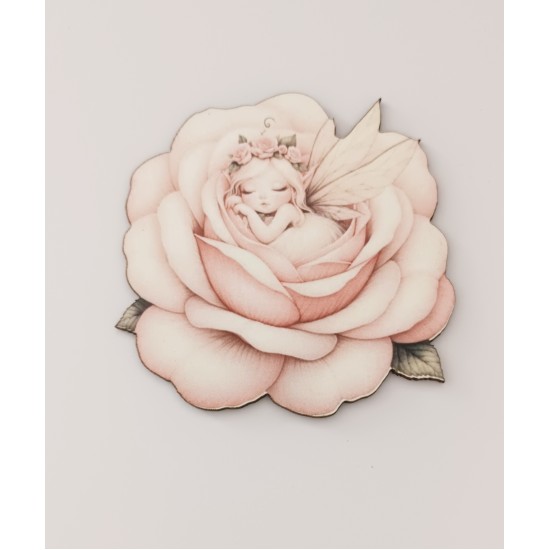 Φιγούρα ξύλινη με έγχρωμη εκτύπωση girl in a flower #7 Φιγούρα ξύλινη με έγχρωμη εκτύπωση girl in a flower #7