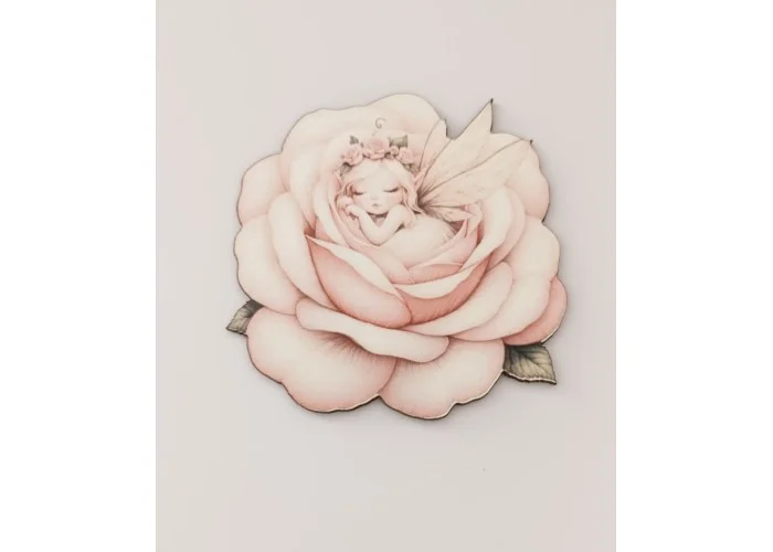Φιγούρα ξύλινη με έγχρωμη εκτύπωση girl in a flower #7