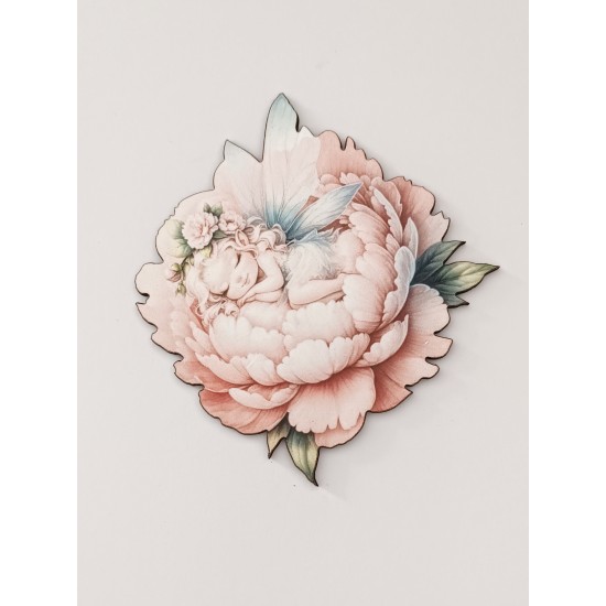Φιγούρα ξύλινη με έγχρωμη εκτύπωση girl in a flower #11 Φιγούρα ξύλινη με έγχρωμη εκτύπωση girl in a flower #11