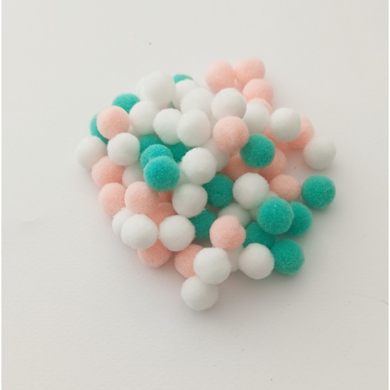 Πομ Πομ Mix βεραμάν  ροζ 1cm - 100τεμ