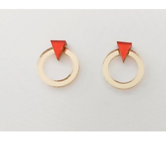 Σκουλαρίκια Plexiglass κουμπωτά  χρυσό και κόκκινο  Σκουλαρίκια Plexiglass κουμπωτά  χρυσό και κόκκινο