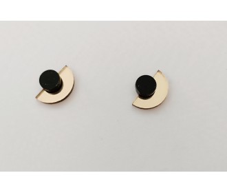 Σκουλαρίκια Plexiglass κουμπωτά χρυσό και μαύρο Σκουλαρίκια Plexiglass κουμπωτά χρυσό και μαύρο