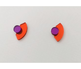 Σκουλαρίκια Plexiglass κουμπωτά κόκκινο και μωβ Σκουλαρίκια Plexiglass κουμπωτά κόκκινο και μωβ
