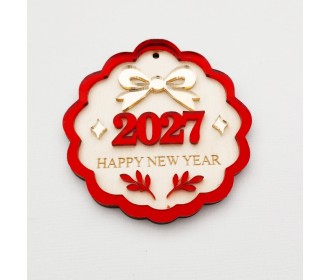 Γούρι 2027 Plexi και ξύλο 10cm #2 Γούρι 2027 Plexi και ξύλο 10cm #2