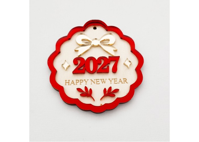 Γούρι 2027 Plexi και ξύλο 10cm #2 Γούρι 2027 Plexi και ξύλο 10cm #2