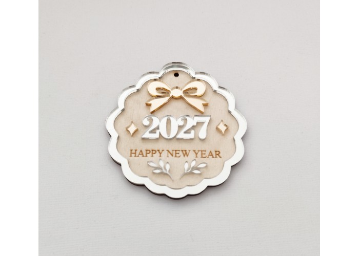 Γούρι 2027 Plexi και ξύλο 10cm #3 Γούρι 2027 Plexi και ξύλο 10cm #3