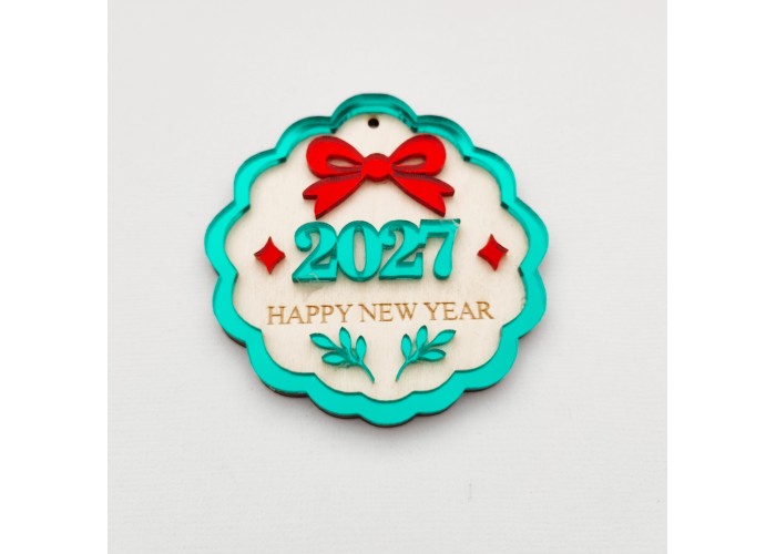 Γούρι 2027 Plexi και ξύλο 10cm #4 