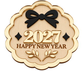 Γούρι 2027 Plexi και ξύλο 10cm #5