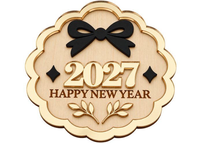 Γούρι 2027 Plexi και ξύλο 10cm #5