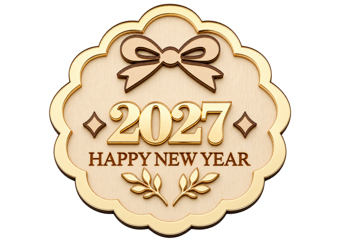 Γούρι 2027 Plexi και ξύλο 10cm #7