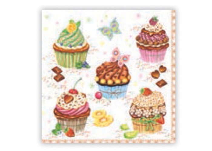 Χαρτοπετσέτα decoupage 33X33 cup cakes Χαρτοπετσέτα decoupage 33X33 cup cakes