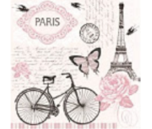 Χαρτοπετσέτα decoupage 33X33 Ποδήλατα - Παρίσι