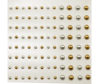 Αυτοκόλλητες πέρλες Μεταλλικό Χρυσό-Ασημί 3+5mm 108τεμ Αυτοκόλλητες πέρλες Μεταλλικό Χρυσό-Ασημί 3+5mm 108τεμ