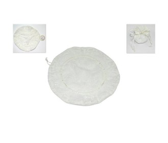 Μπομπονιέρα απο δαντέλα στρόγγυλη Ø24εκ. λευκή